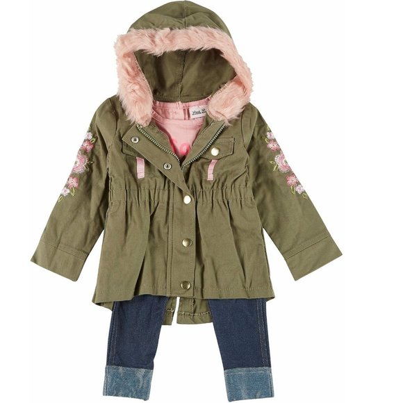 3 pc Olive Hooded Jacket Tee & Leggings Sz 6 NWT